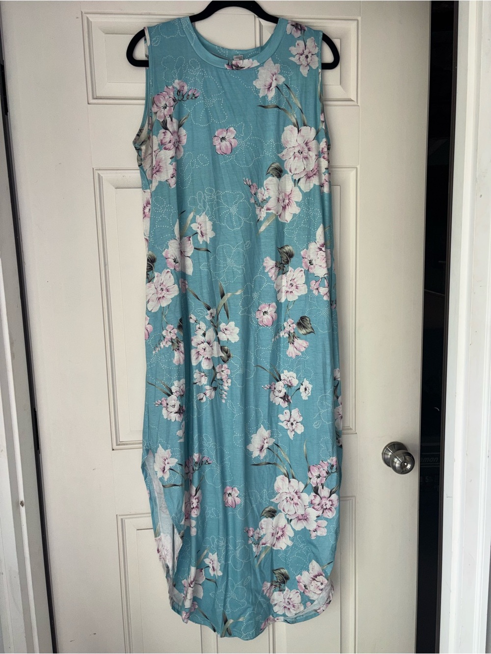 Sleeveless Aqua Floral Maxi Dress